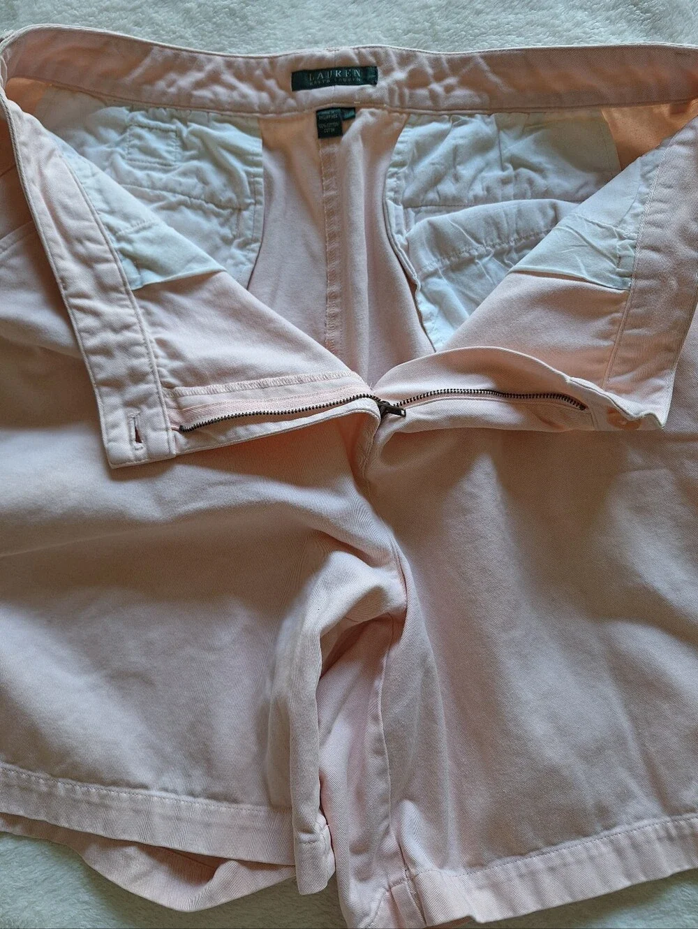 Lauren Ralph Lauren 100% Cotton Pink Chino Shorts Plus Size 16W Inseam 7